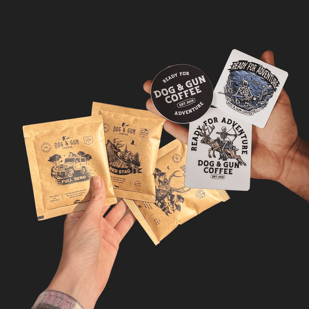 Sticker & Sample Pack - Dog & Gun Coffee